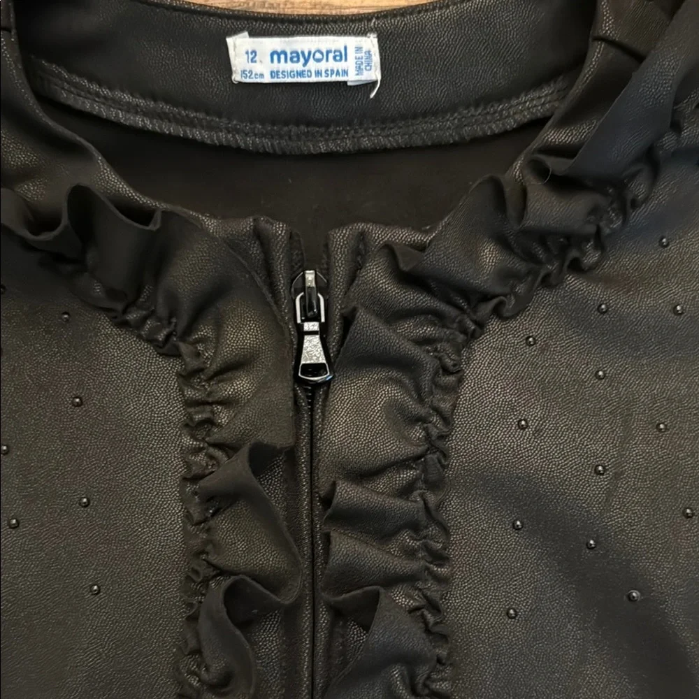Mayoral Black Cropped Jacket with Ruffles - Picture 4 of 6